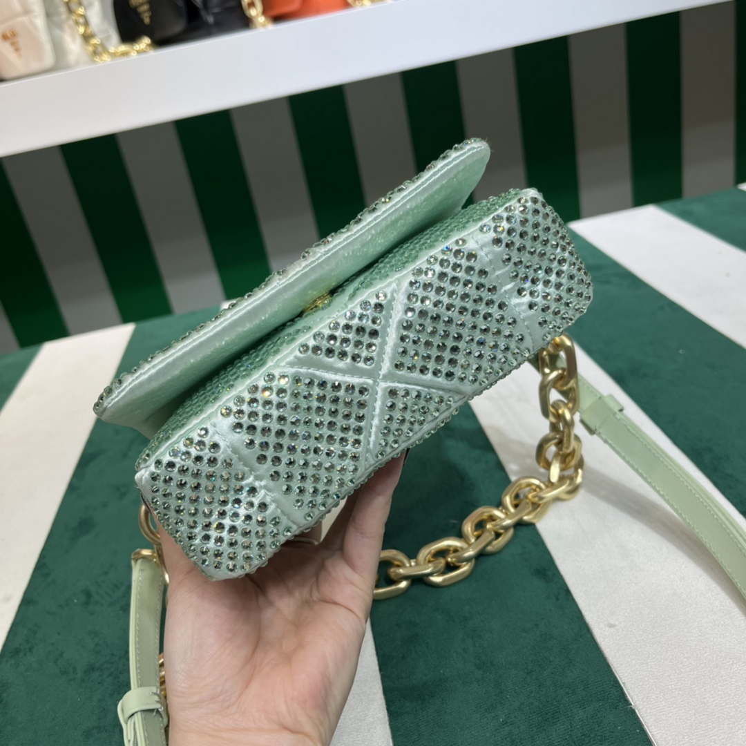 Prada 1BD329 Satin mini-bag with Crystals Green - Default Title - View 4