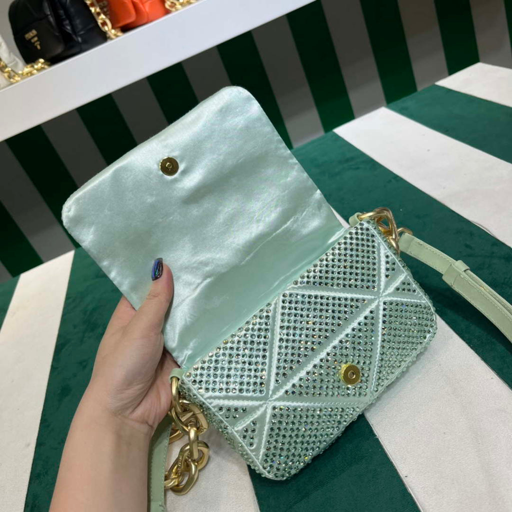 Prada 1BD329 Satin mini-bag with Crystals Green