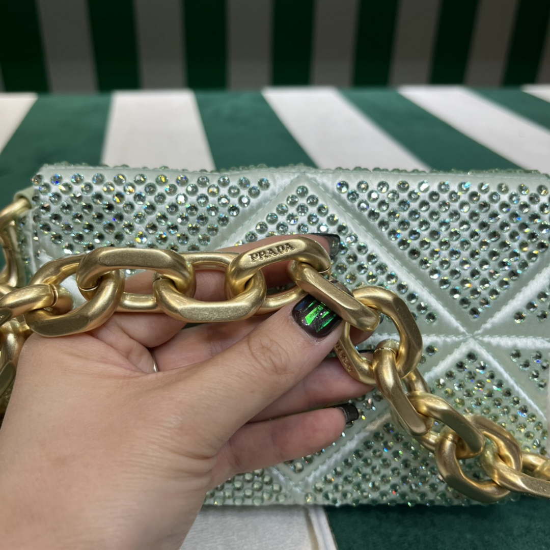 Prada 1BD329 Satin mini-bag with Crystals Green - Default Title - View 6