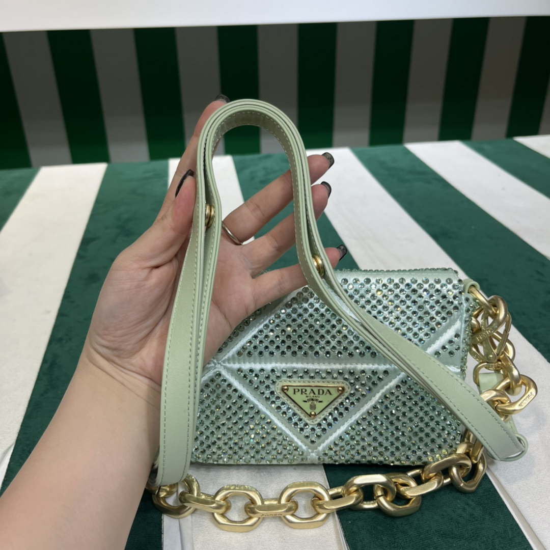 Prada 1BD329 Satin mini-bag with Crystals Green - Default Title - View 7