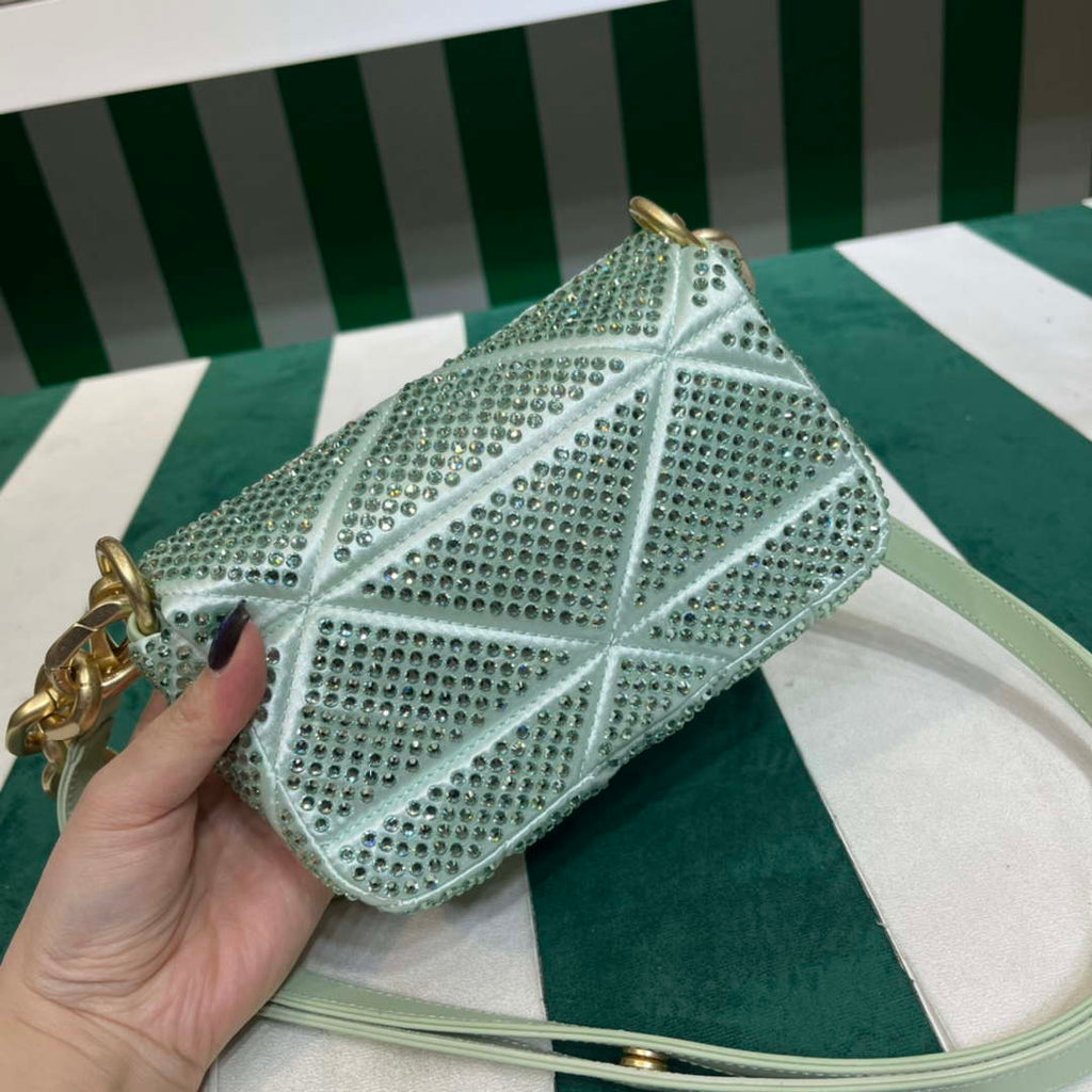Prada 1BD329 Satin mini-bag with Crystals Green