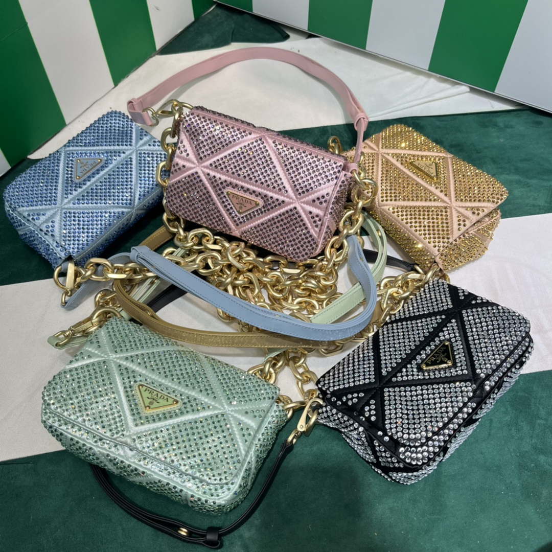 Prada 1BD329 Satin mini-bag with Crystals Green - Default Title - View 2