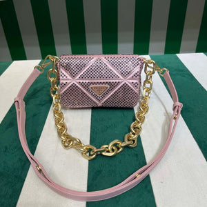 Prada 1BD329 Satin mini-bag with White Crystals Pink - Default Title - View 1