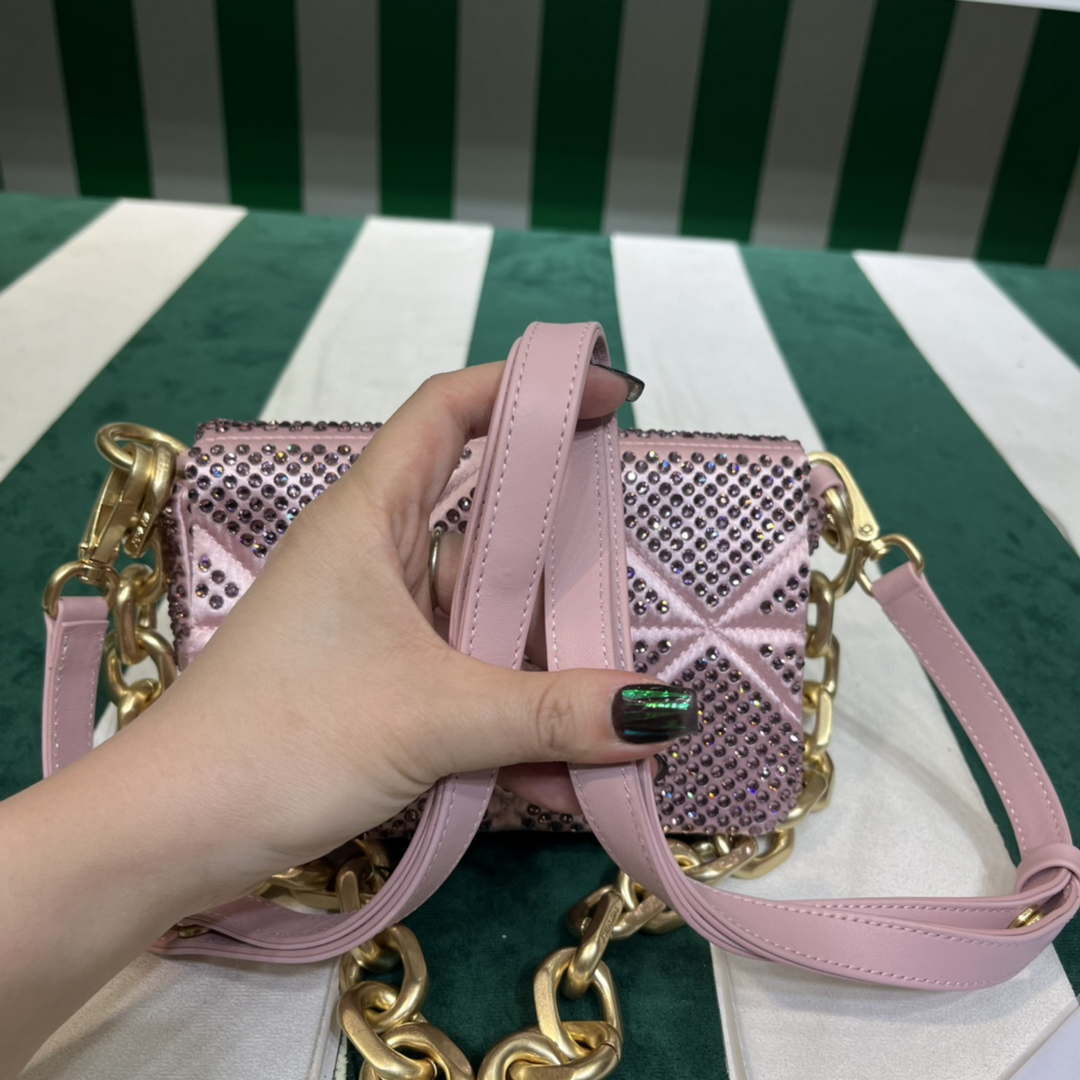 Prada 1BD329 Satin mini-bag with White Crystals Pink - Default Title - View 6