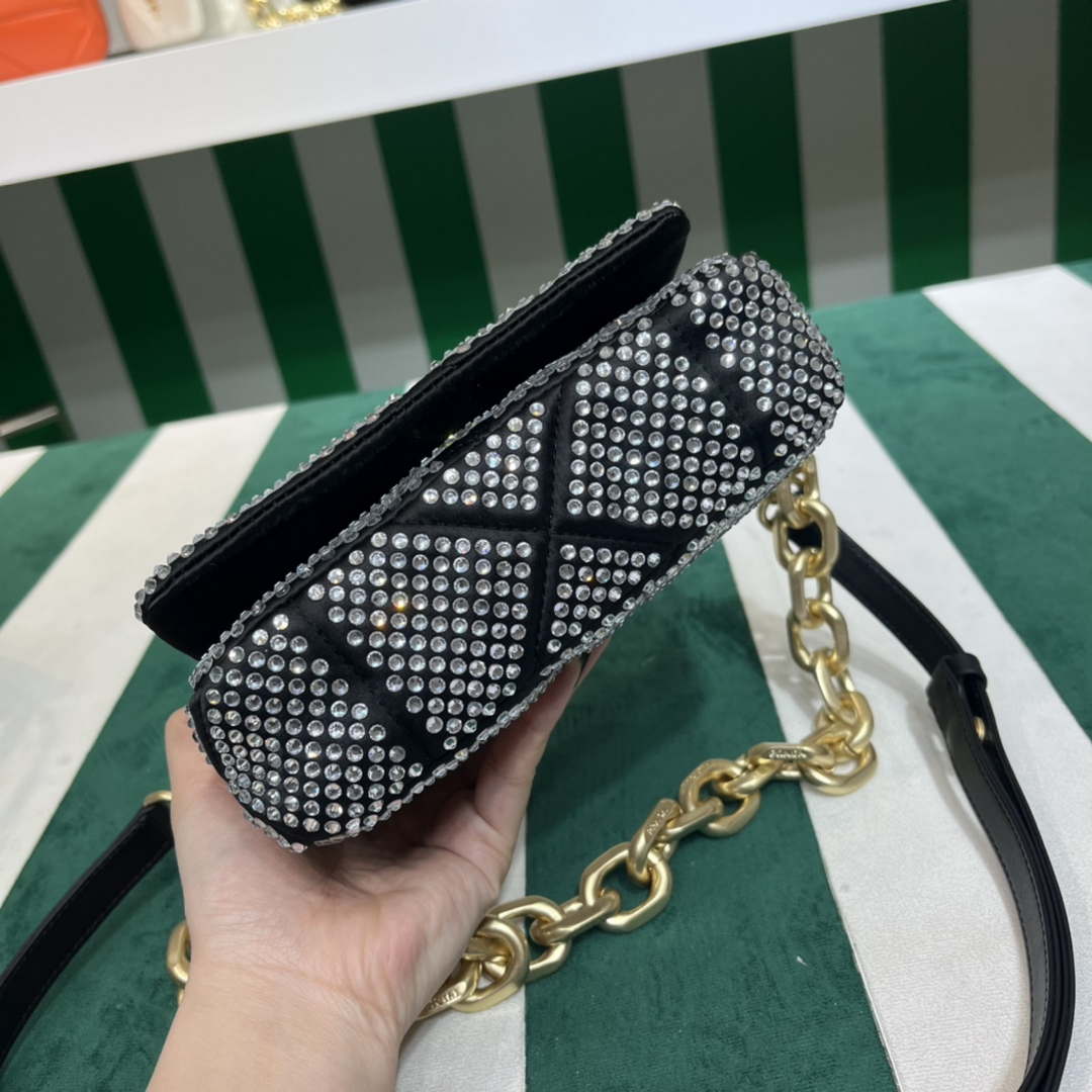 Prada 1BD329 Satin mini-bag with White Crystals Black - Default Title - View 3