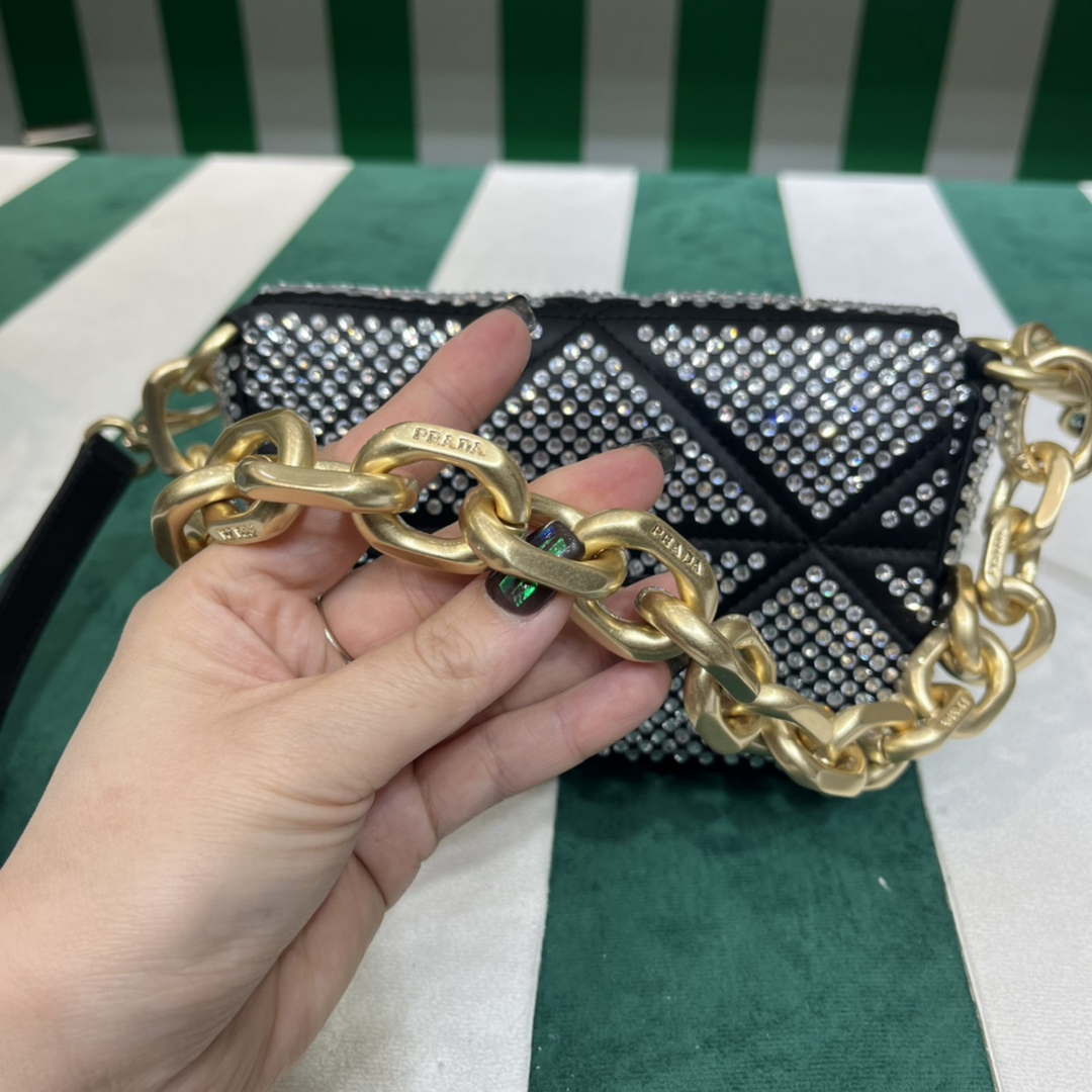 Prada 1BD329 Satin mini-bag with White Crystals Black - Default Title - View 5
