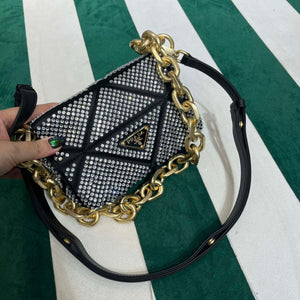Prada 1BD329 Satin mini-bag with White Crystals Black - Default Title - View 9
