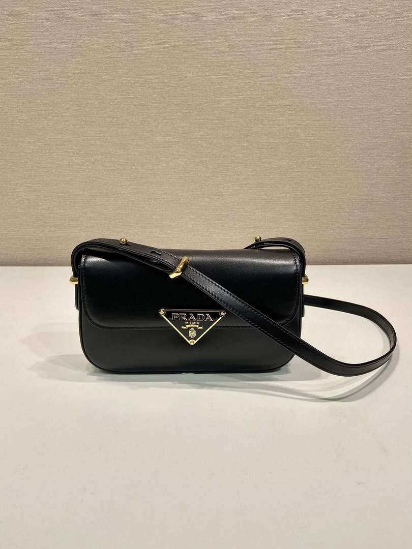 Prada 1BD339 Leather Shoulder Bag Black - Default Title - View 1