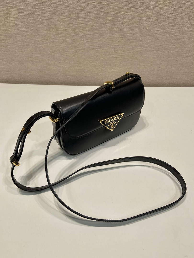 Prada 1BD339 Leather Shoulder Bag Black