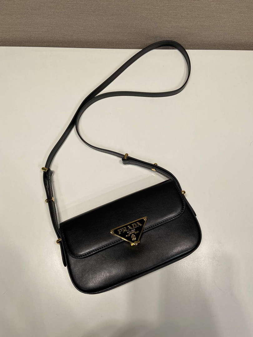 Prada 1BD339 Leather Shoulder Bag Black