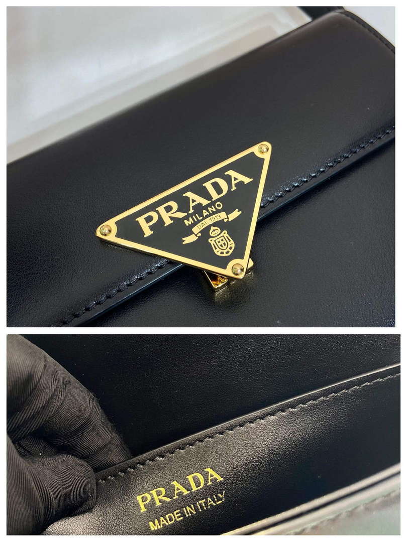 Prada 1BD339 Leather Shoulder Bag Black - Default Title - View 9