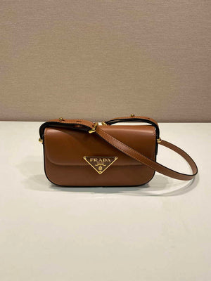 Prada 1BD339 Leather Shoulder Bag Cognac - Default Title - View 1