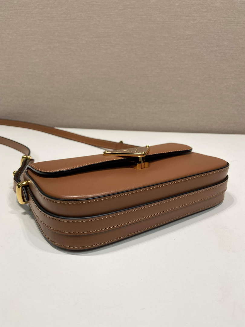 Prada 1BD339 Leather Shoulder Bag Cognac