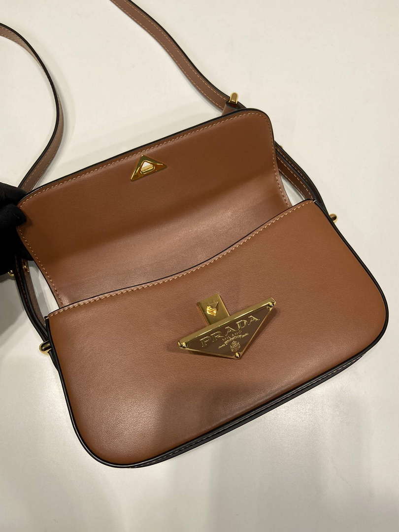 Prada 1BD339 Leather Shoulder Bag Cognac