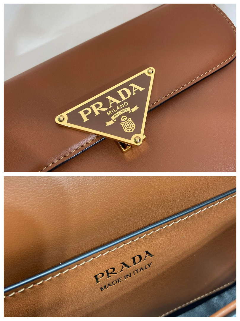 Prada 1BD339 Leather Shoulder Bag Cognac - Default Title - View 9