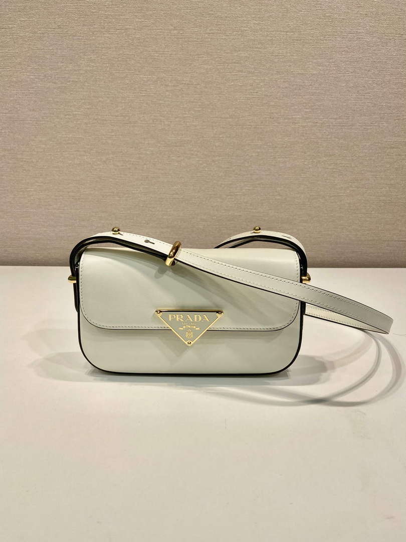 Prada 1BD339 Leather Shoulder Bag White