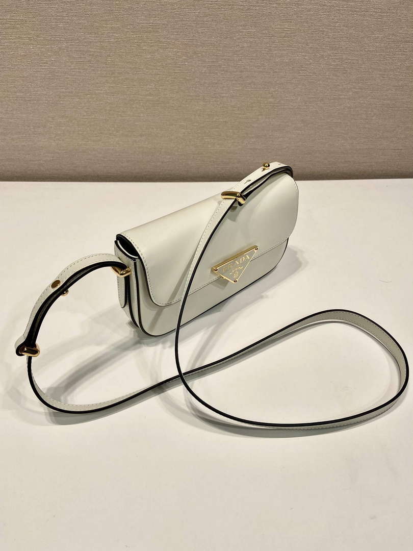 Prada 1BD339 Leather Shoulder Bag White