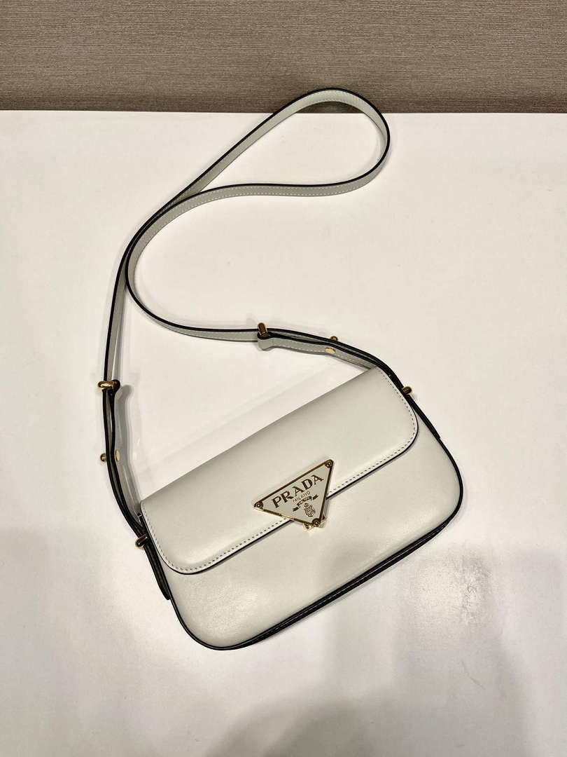Prada 1BD339 Leather Shoulder Bag White