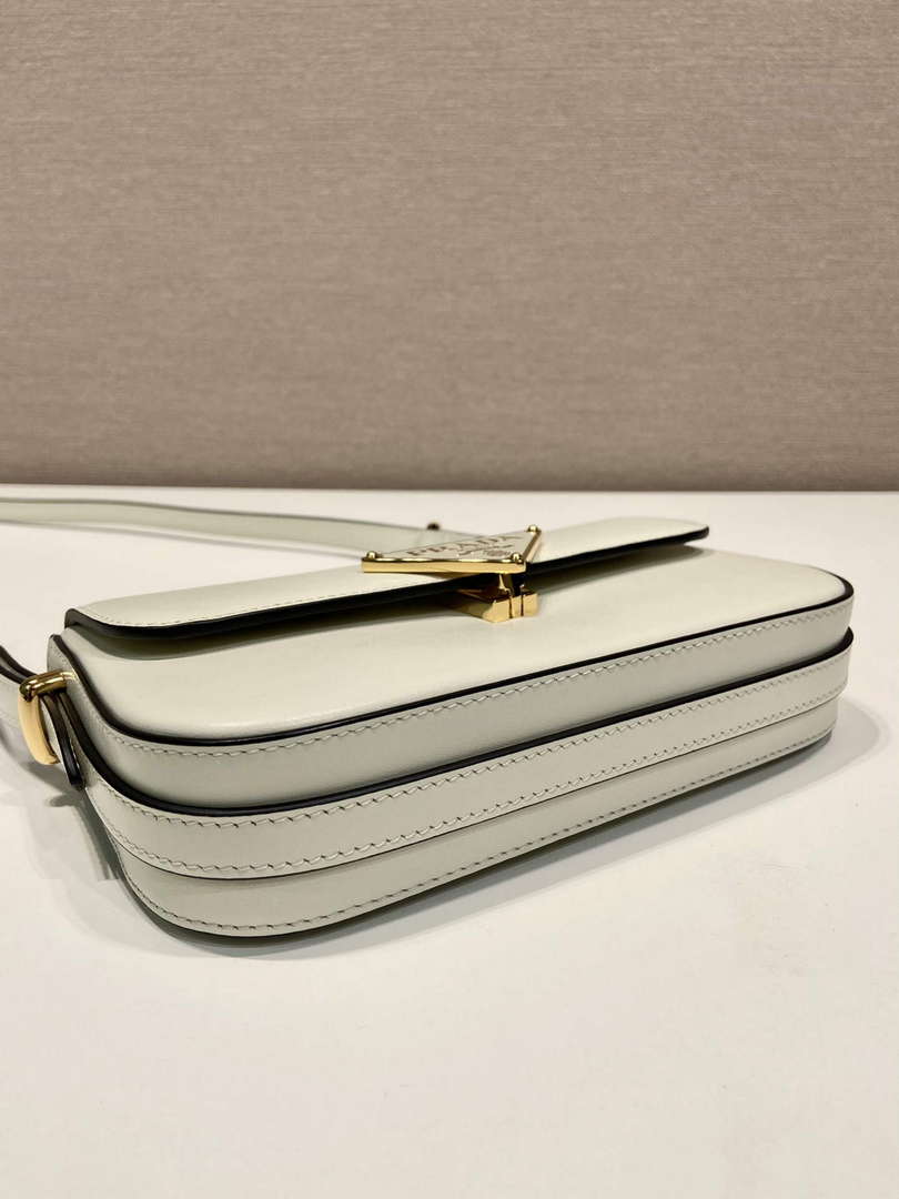 Prada 1BD339 Leather Shoulder Bag White