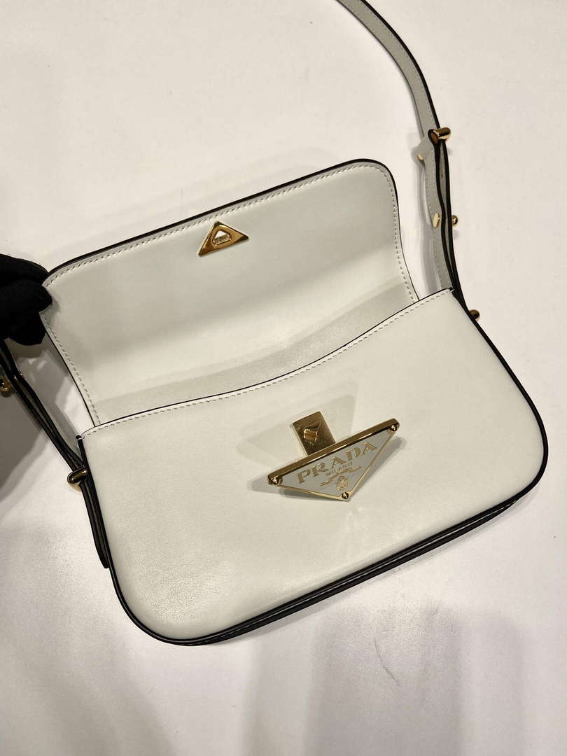Prada 1BD339 Leather Shoulder Bag White