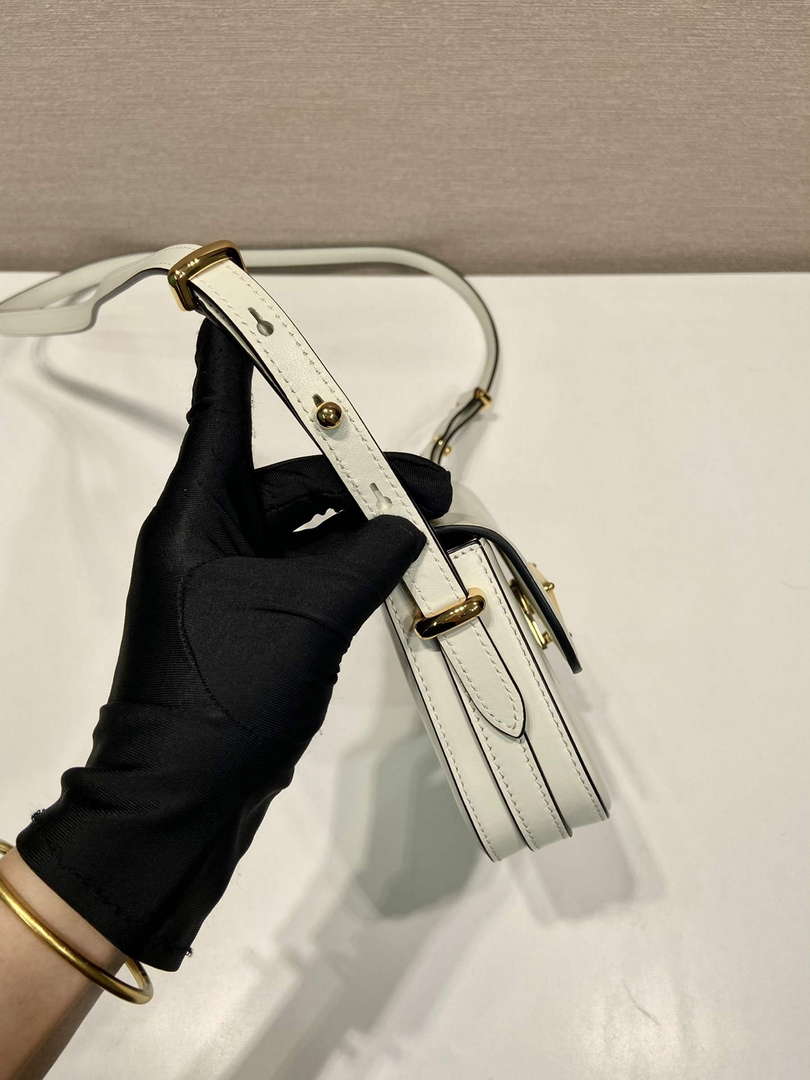 Prada 1BD339 Leather Shoulder Bag White
