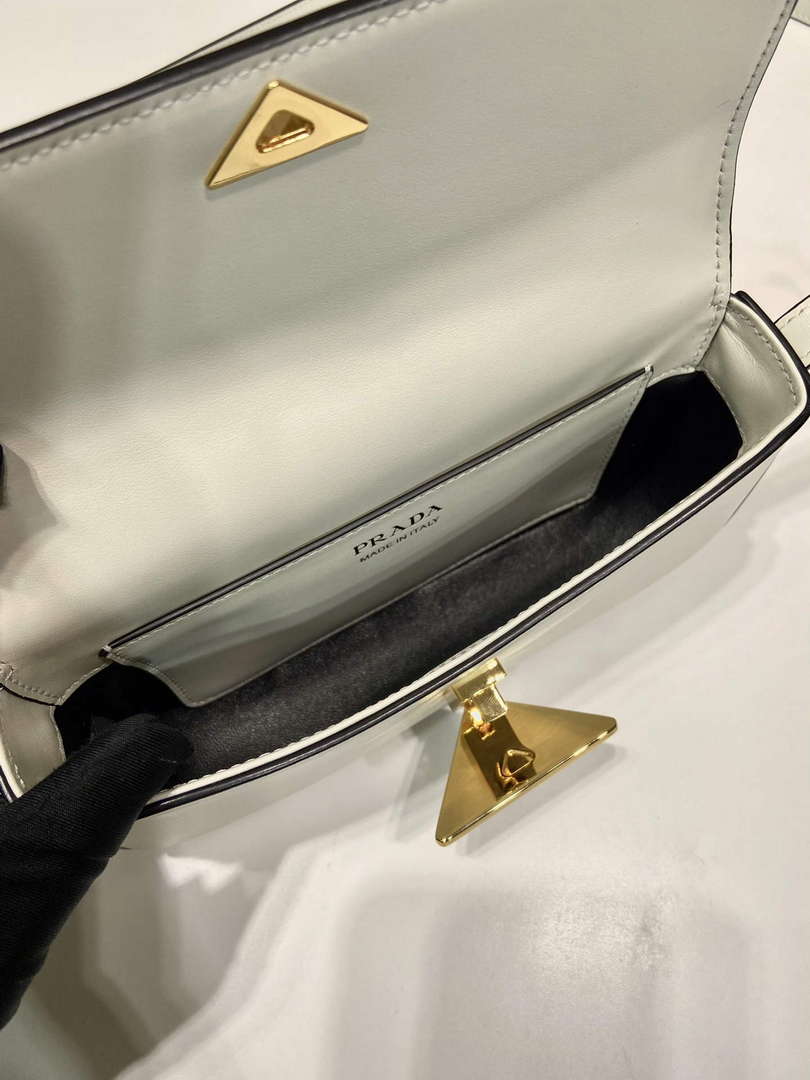 Prada 1BD339 Leather Shoulder Bag White