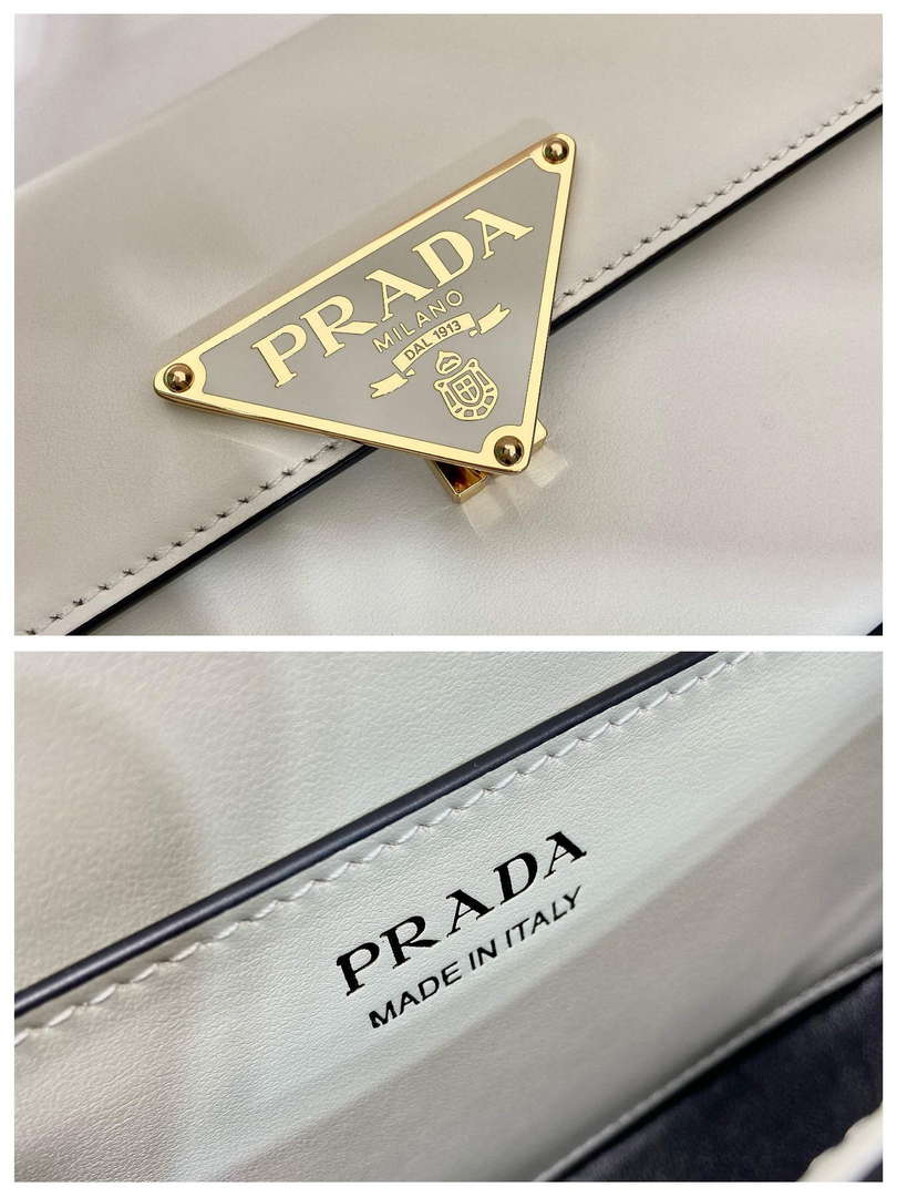 Prada 1BD339 Leather Shoulder Bag White