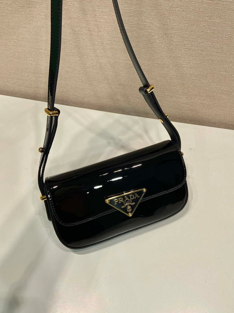 Prada 1BD339 Patent Leather Shoulder Bag Black