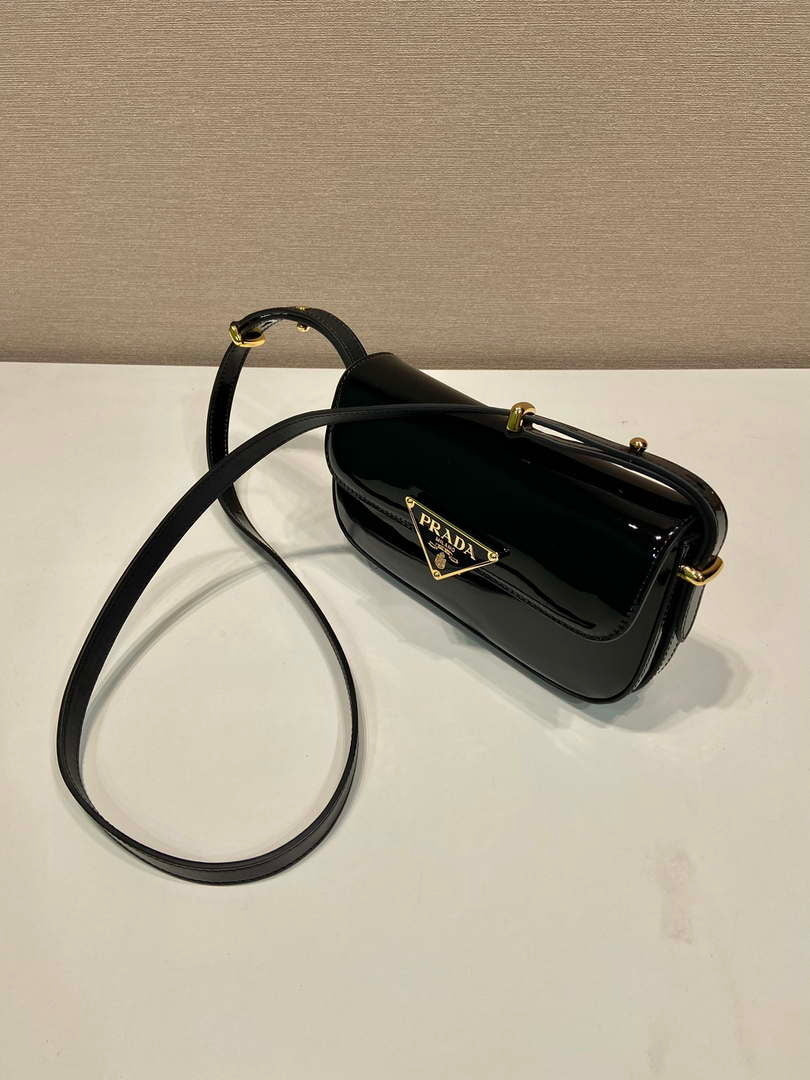 Prada 1BD339 Patent Leather Shoulder Bag Black - Default Title - View 3