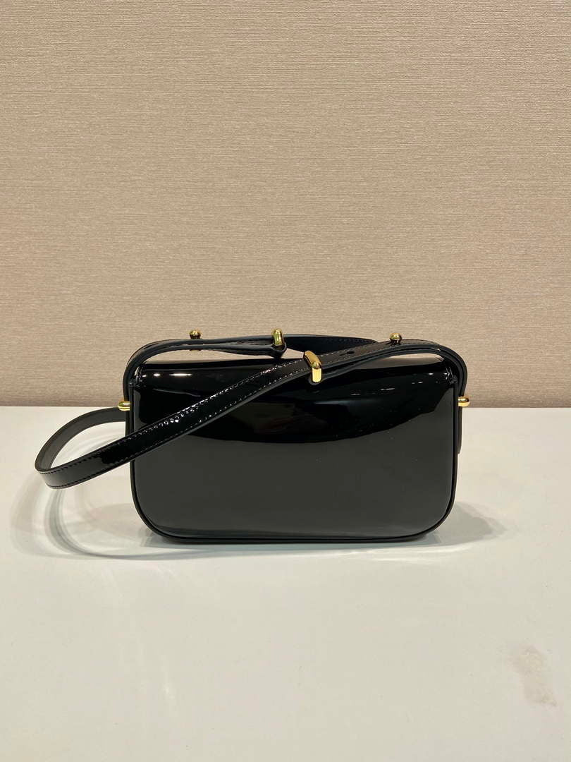 Prada 1BD339 Patent Leather Shoulder Bag Black