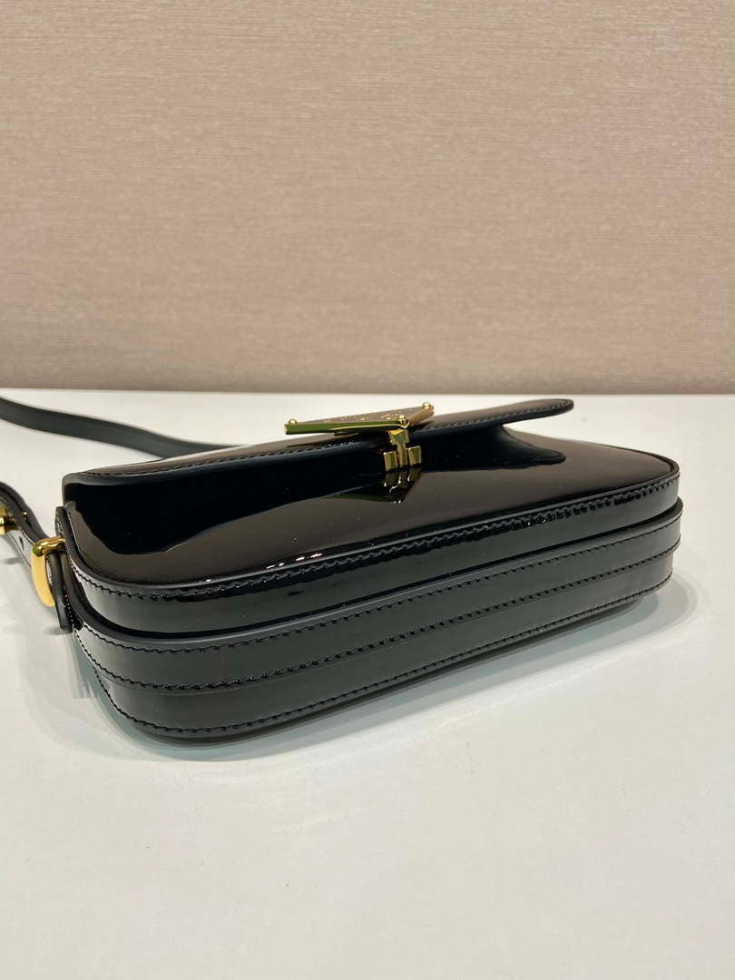Prada 1BD339 Patent Leather Shoulder Bag Black