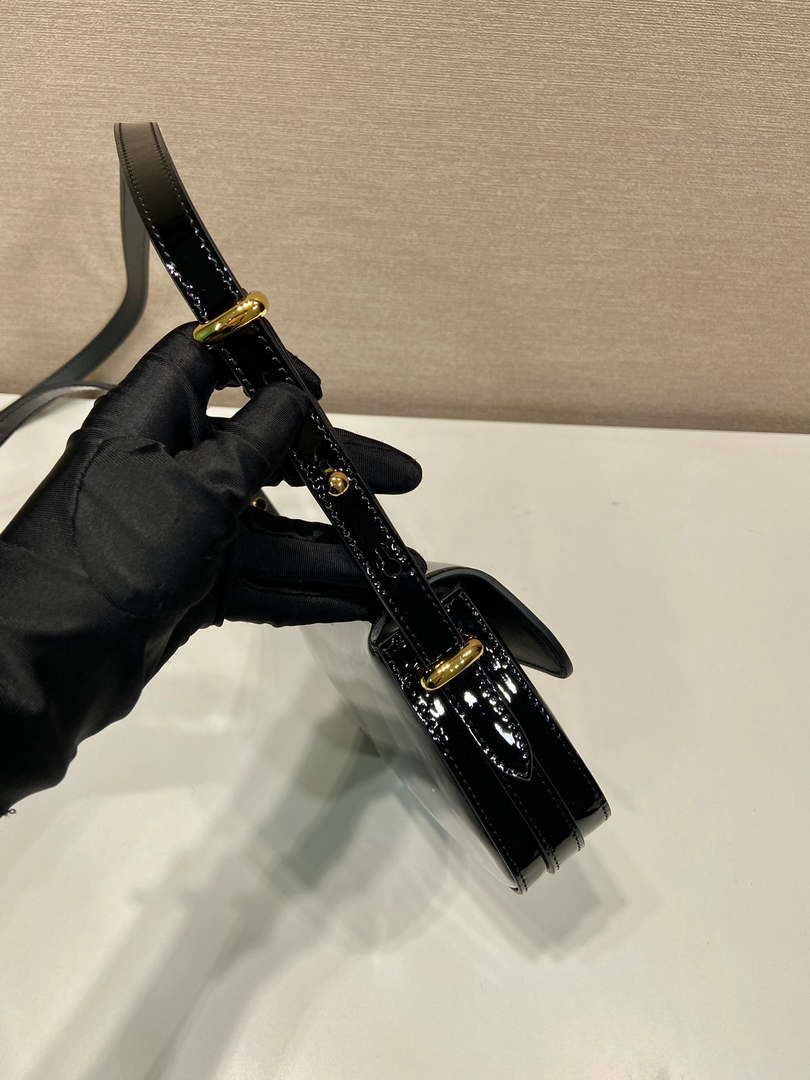 Prada 1BD339 Patent Leather Shoulder Bag Black