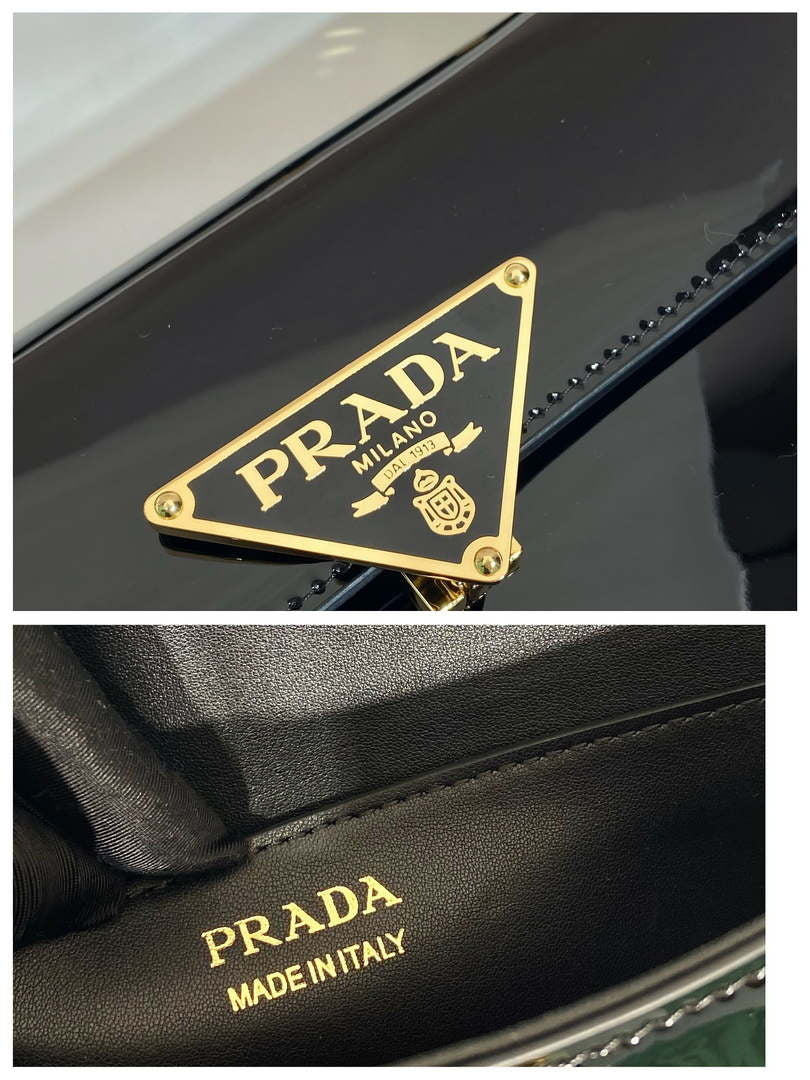 Prada 1BD339 Patent Leather Shoulder Bag Black