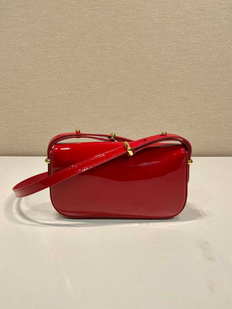 Prada 1BD339 Patent Leather Shoulder Bag Red