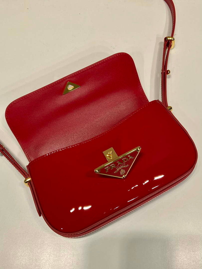 Prada 1BD339 Patent Leather Shoulder Bag Red - Default Title - View 8