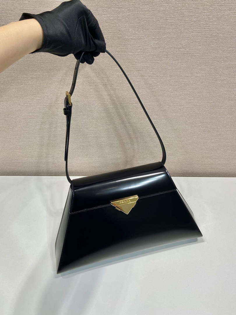 Prada 1BD343 Medium Brushed Leather Handbag Black - Default Title - View 2
