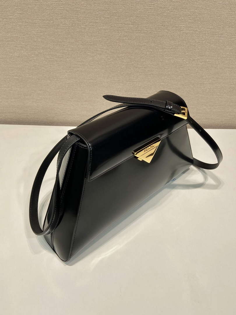 Prada 1BD343 Medium Brushed Leather Handbag Black - Default Title - View 3