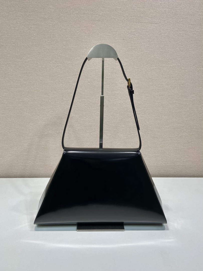 Prada 1BD343 Medium Brushed Leather Handbag Black
