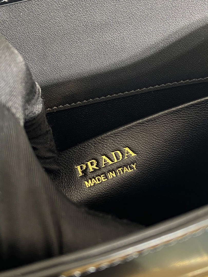 Prada 1BD343 Medium Brushed Leather Handbag Black