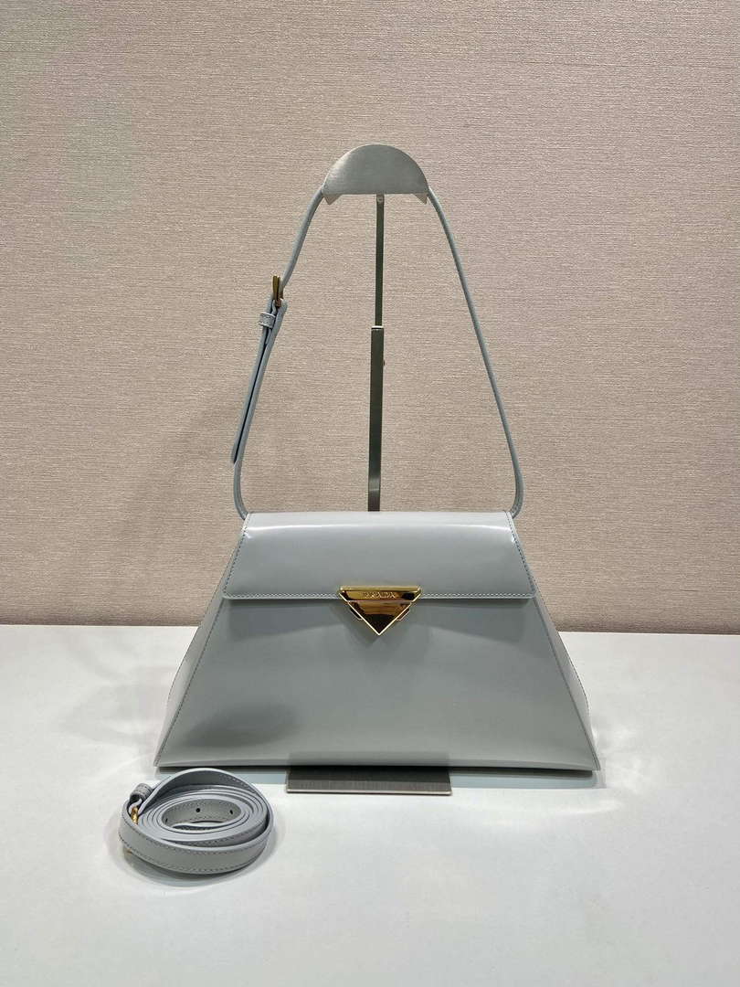 Prada 1BD343 Medium Brushed Leather Handbag Grey - Default Title - View 1
