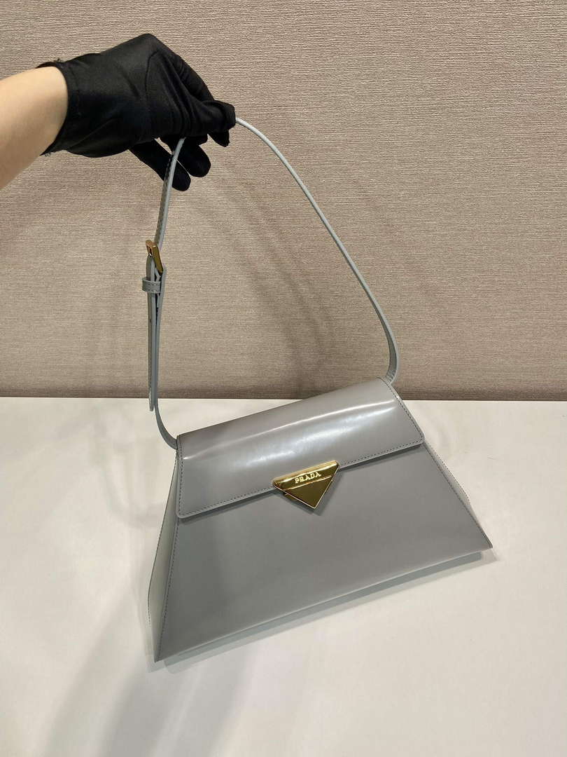 Prada 1BD343 Medium Brushed Leather Handbag Grey