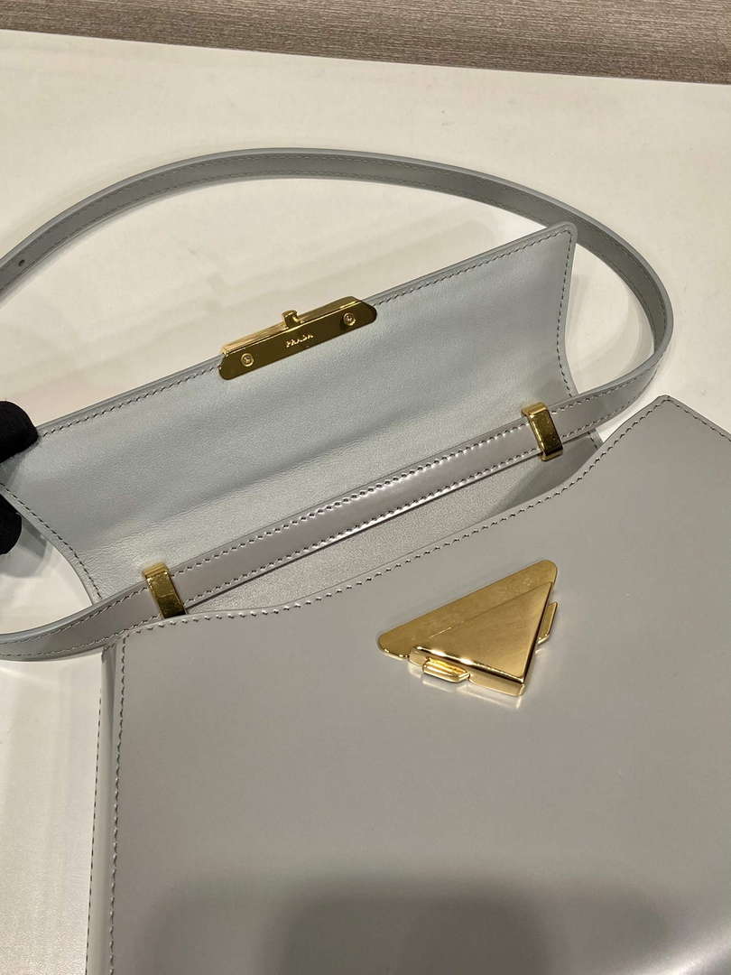 Prada 1BD343 Medium Brushed Leather Handbag Grey