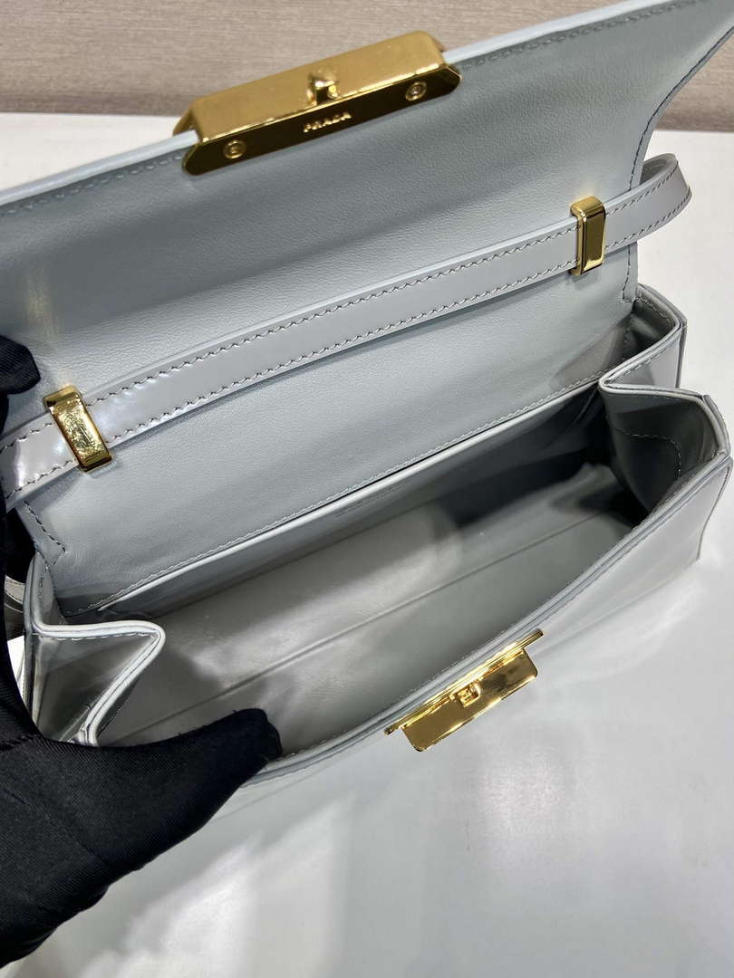 Prada 1BD343 Medium Brushed Leather Handbag Grey - Default Title - View 8