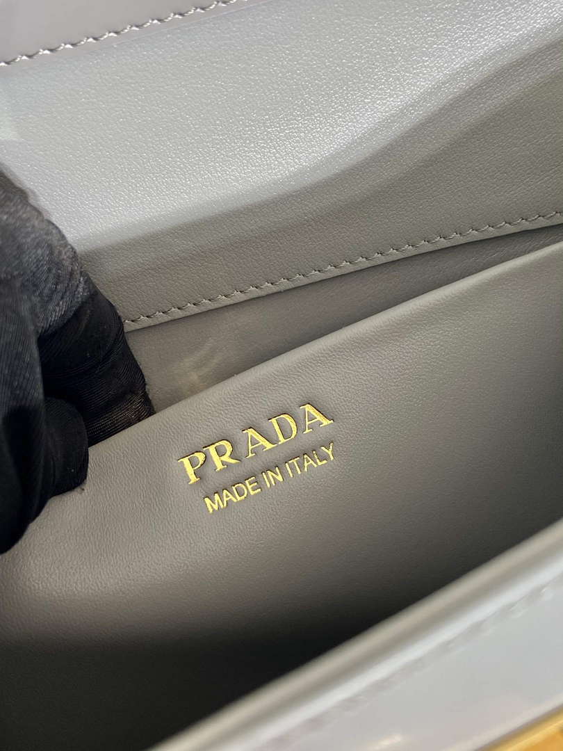 Prada 1BD343 Medium Brushed Leather Handbag Grey