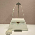 Prada 1BD343 Medium Brushed Leather Handbag White - Default Title - View 1
