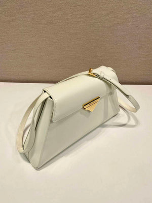 Prada 1BD343 Medium Brushed Leather Handbag White - Default Title - View 3