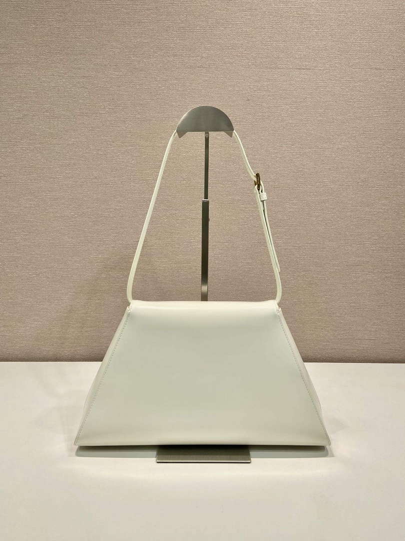 Prada 1BD343 Medium Brushed Leather Handbag White