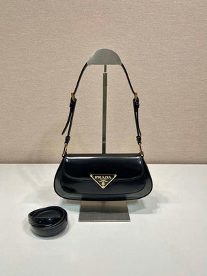Prada 1BD345 Brushed leather shoulder bag Black - Default Title - View 1
