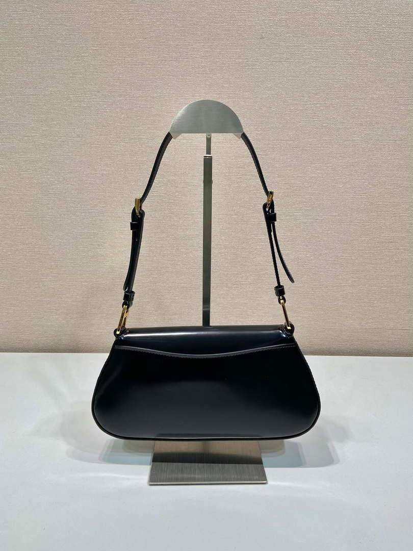 Prada 1BD345 Brushed leather shoulder bag Black