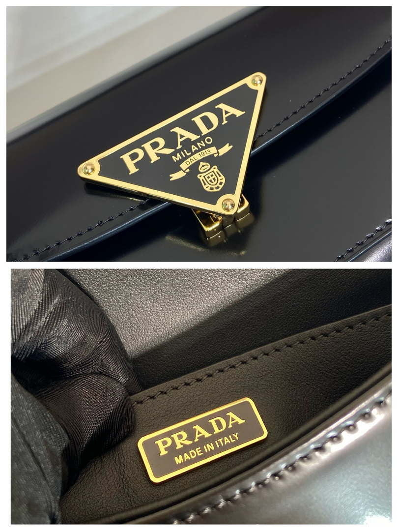 Prada 1BD345 Brushed leather shoulder bag Black - Default Title - View 9